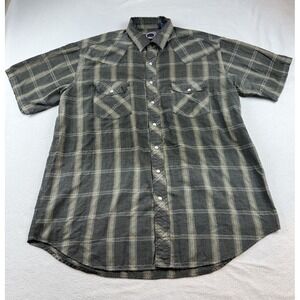 Williams Bay Shirt Adult XLT Brown Plaid Pearl Snap Button Up Western Mens